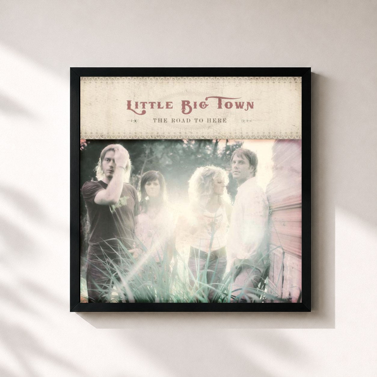 #noir Tableau carré de l'album The Road To Here de Little Big Town, cadre noir 32x32 cm
