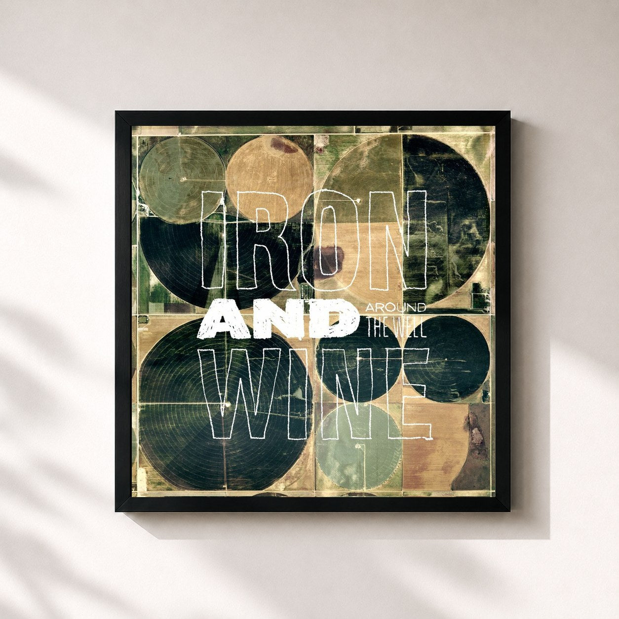 #noir Tableau carré de l'album Around the Well de Iron & Wine, cadre noir 32x32 cm