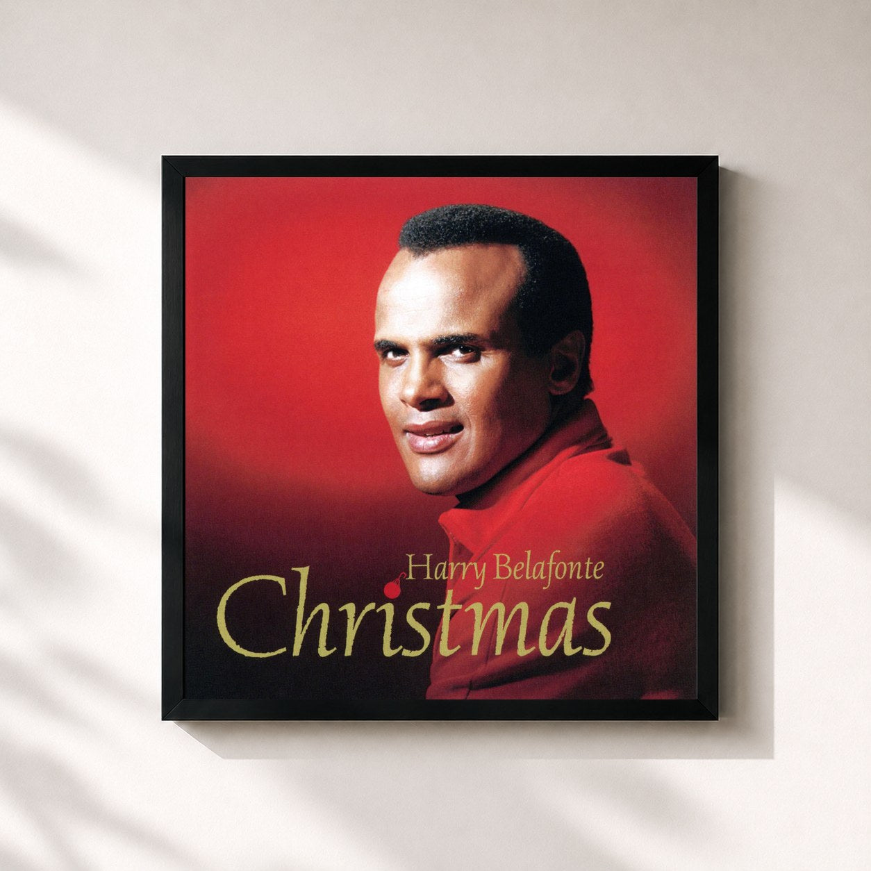 #noir Tableau carré de l'album Christmas de Harry Belafonte, cadre noir 32x32 cm