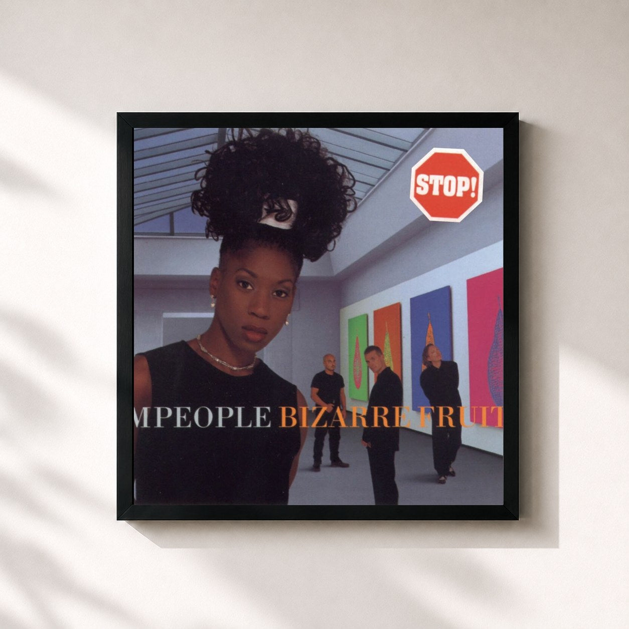 #noir Tableau carré de l'album Bizarre Fruit ( + Mixes) de M People, cadre noir 32x32 cm