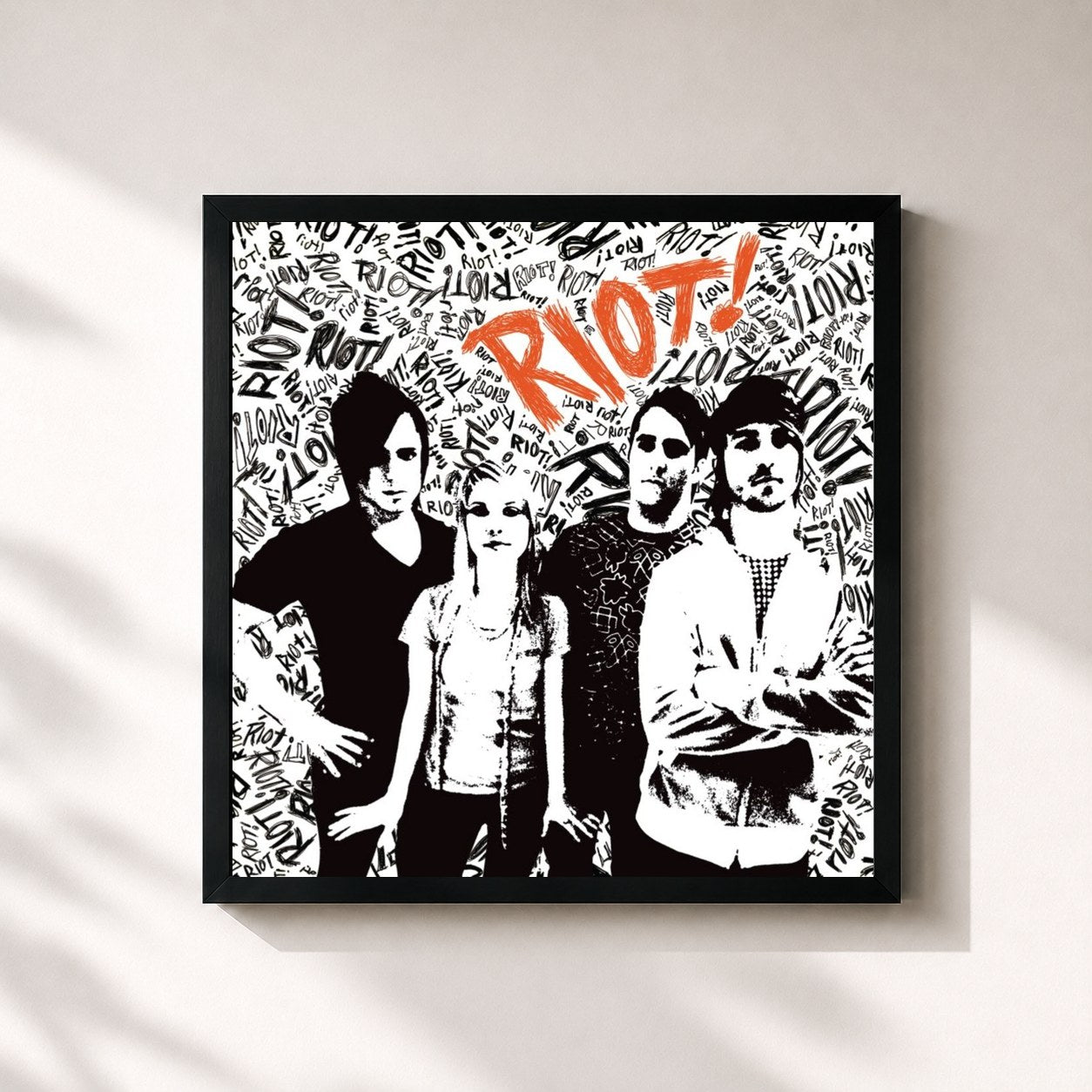 #noir Tableau carré de l'album Riot! de Paramore, cadre noir 32x32 cm