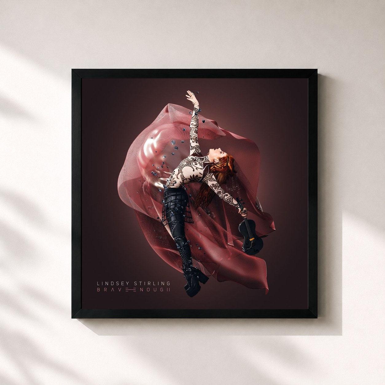 #noir Tableau carré de l'album Brave Enough de Lindsey Stirling, cadre noir 32x32 cm