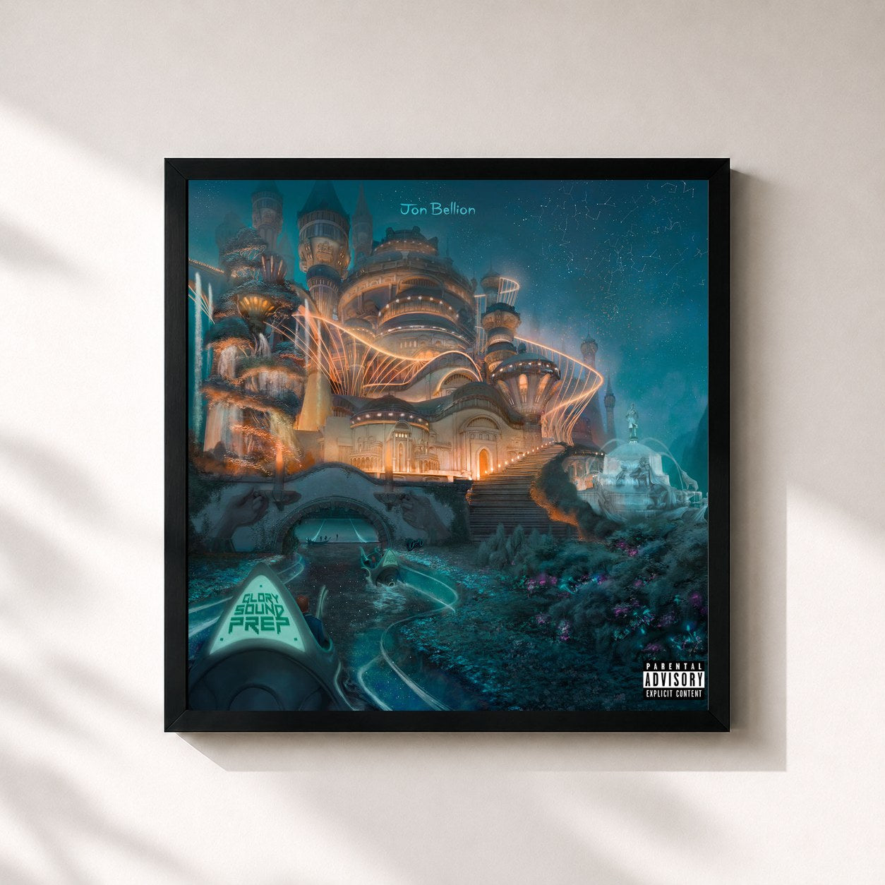 #noir Tableau carré de l'album Glory Sound Prep de Jon Bellion, cadre noir 32x32 cm