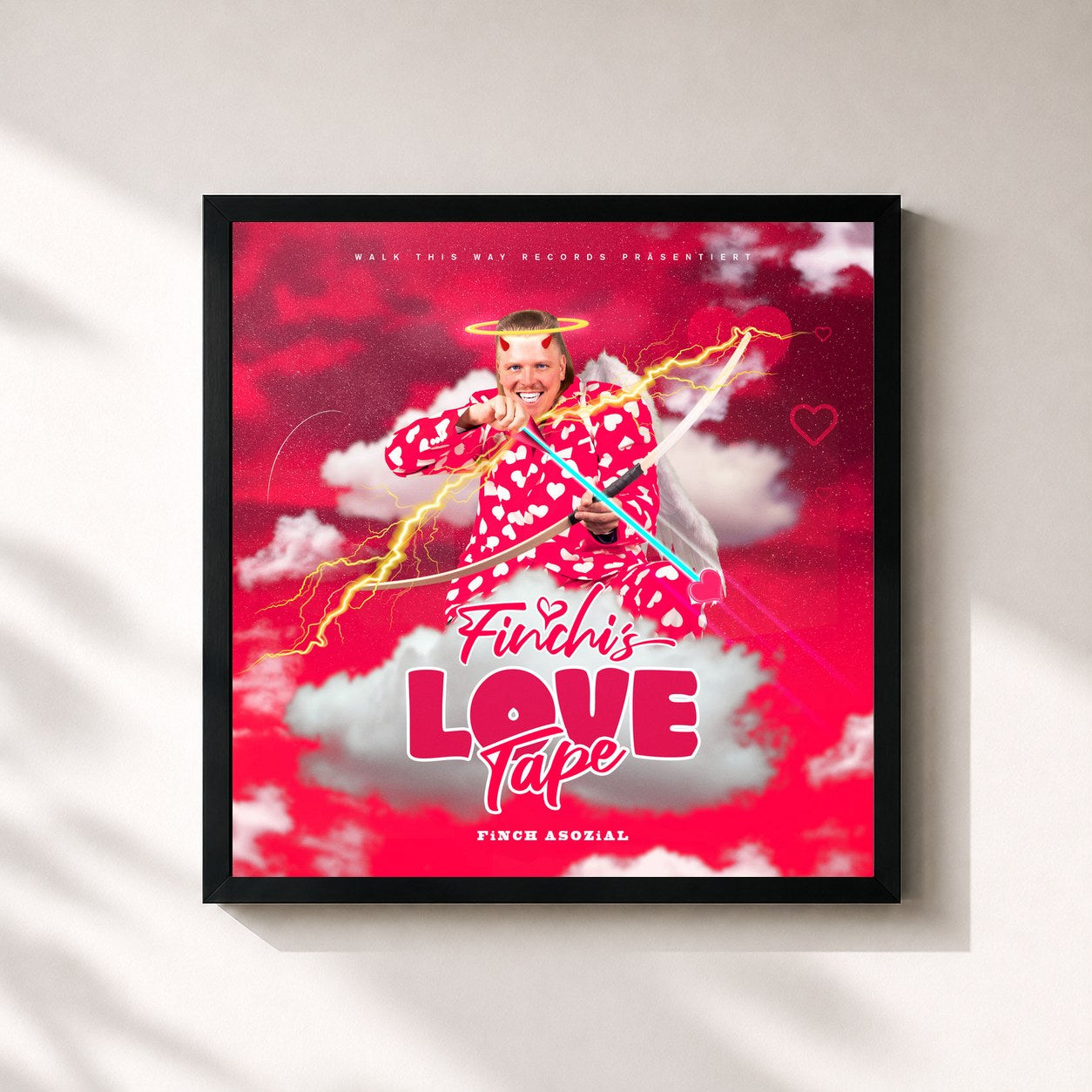 #noir Tableau carré de l'album Finchi's Love Tape de FiNCH, cadre noir 32x32 cm