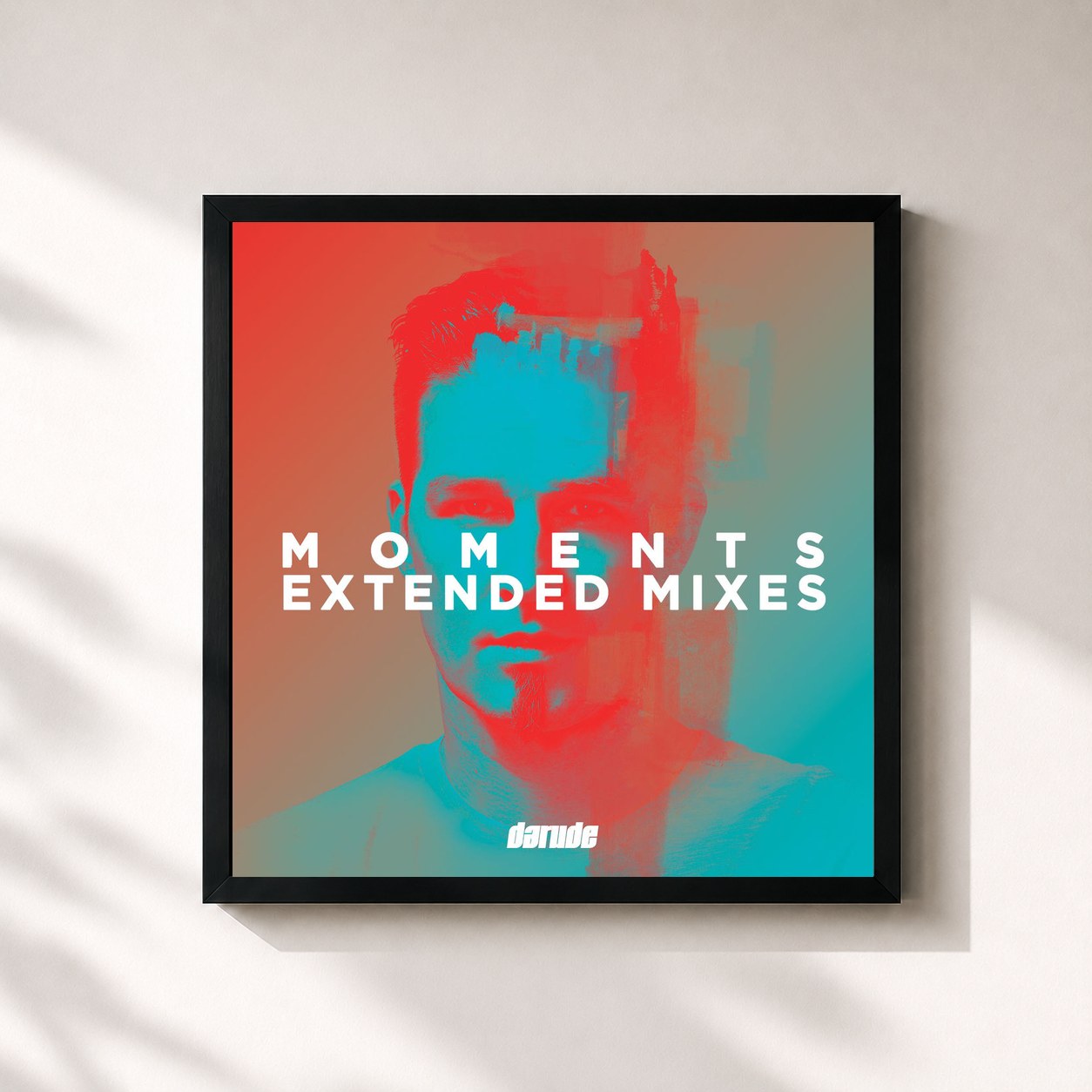 #noir Tableau carré de l'album Moments Extended Mixes de Darude, cadre noir 32x32 cm