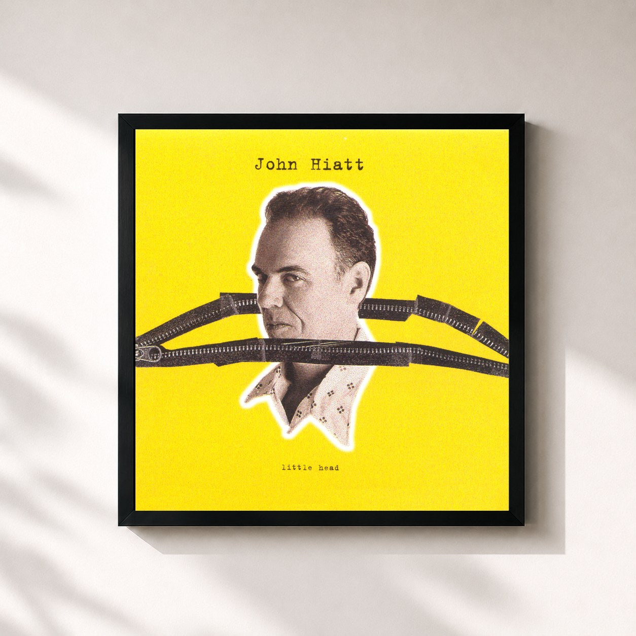 #noir Tableau carré de l'album Little Head de John Hiatt, cadre noir 32x32 cm