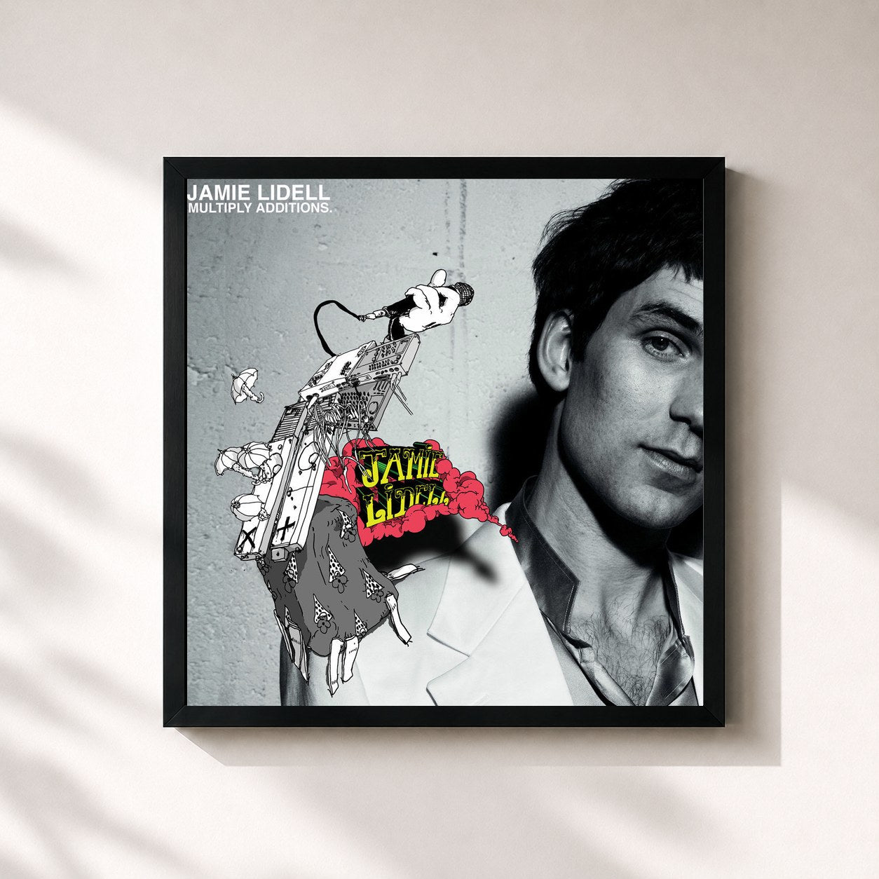 #noir Tableau carré de l'album Multiply Additions de Jamie Lidell, cadre noir 32x32 cm