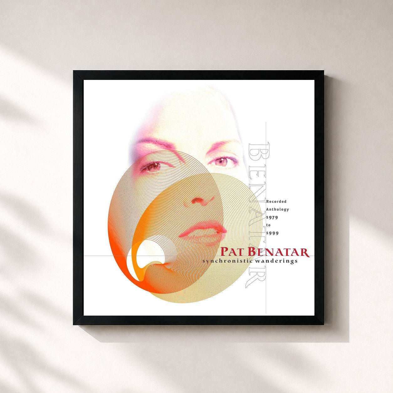 #noir Tableau carré de l'album Synchronistic Wanderings de Pat Benatar, cadre noir 32x32 cm