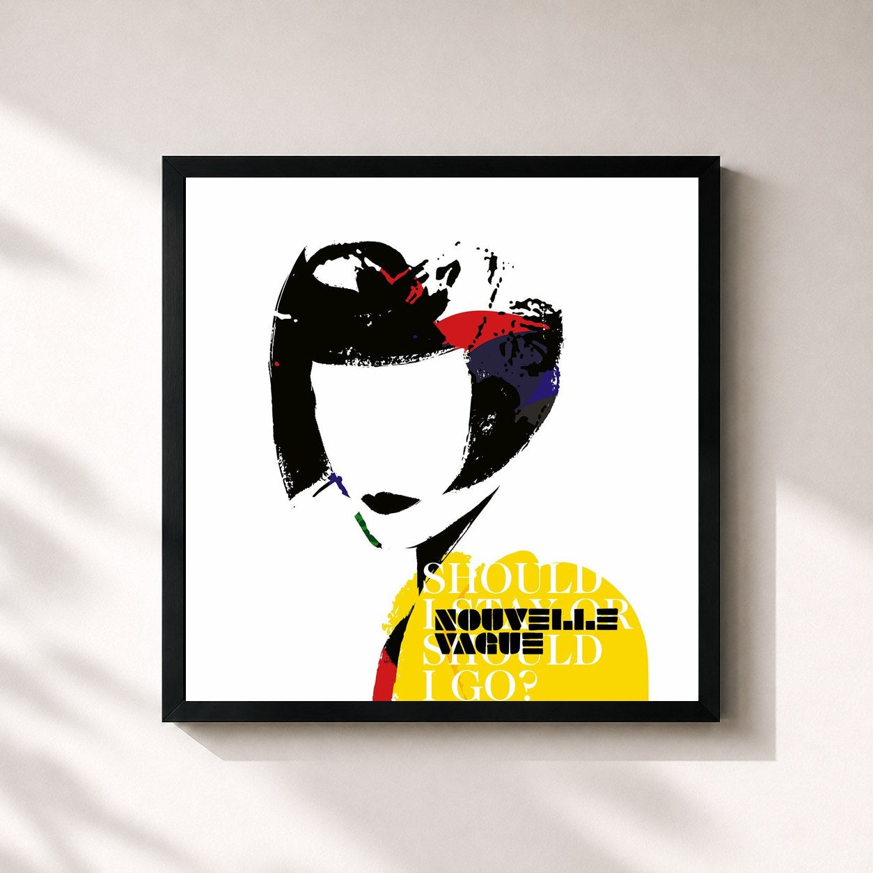 #noir Tableau carré de l'album Should I Stay or Should I Go? de Nouvelle Vague, cadre noir 32x32 cm