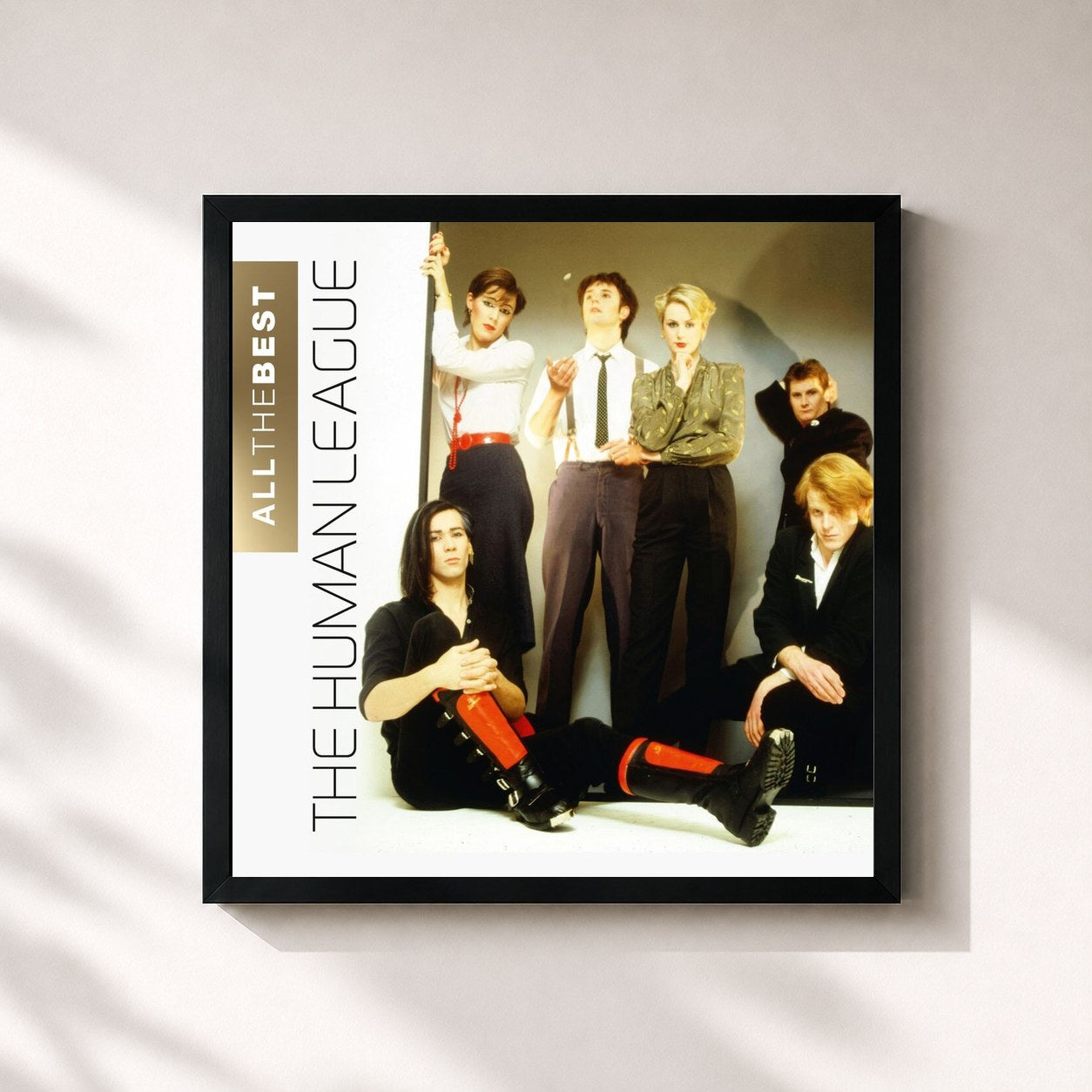 #noir Tableau carré de l'album All The Best de The Human League, cadre noir 32x32 cm