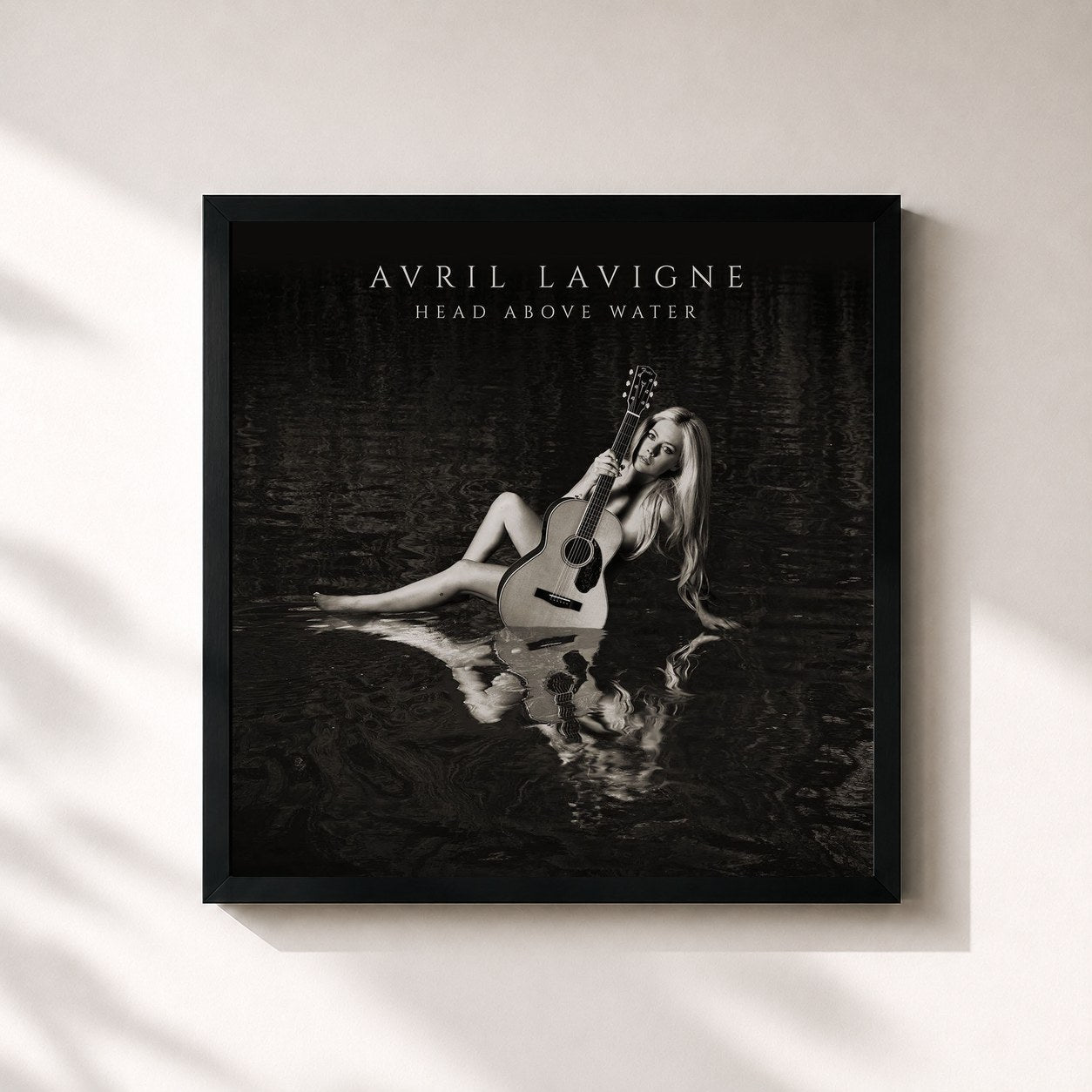 #noir Tableau carré de l'album Head Above Water de Avril Lavigne, cadre noir 32x32 cm