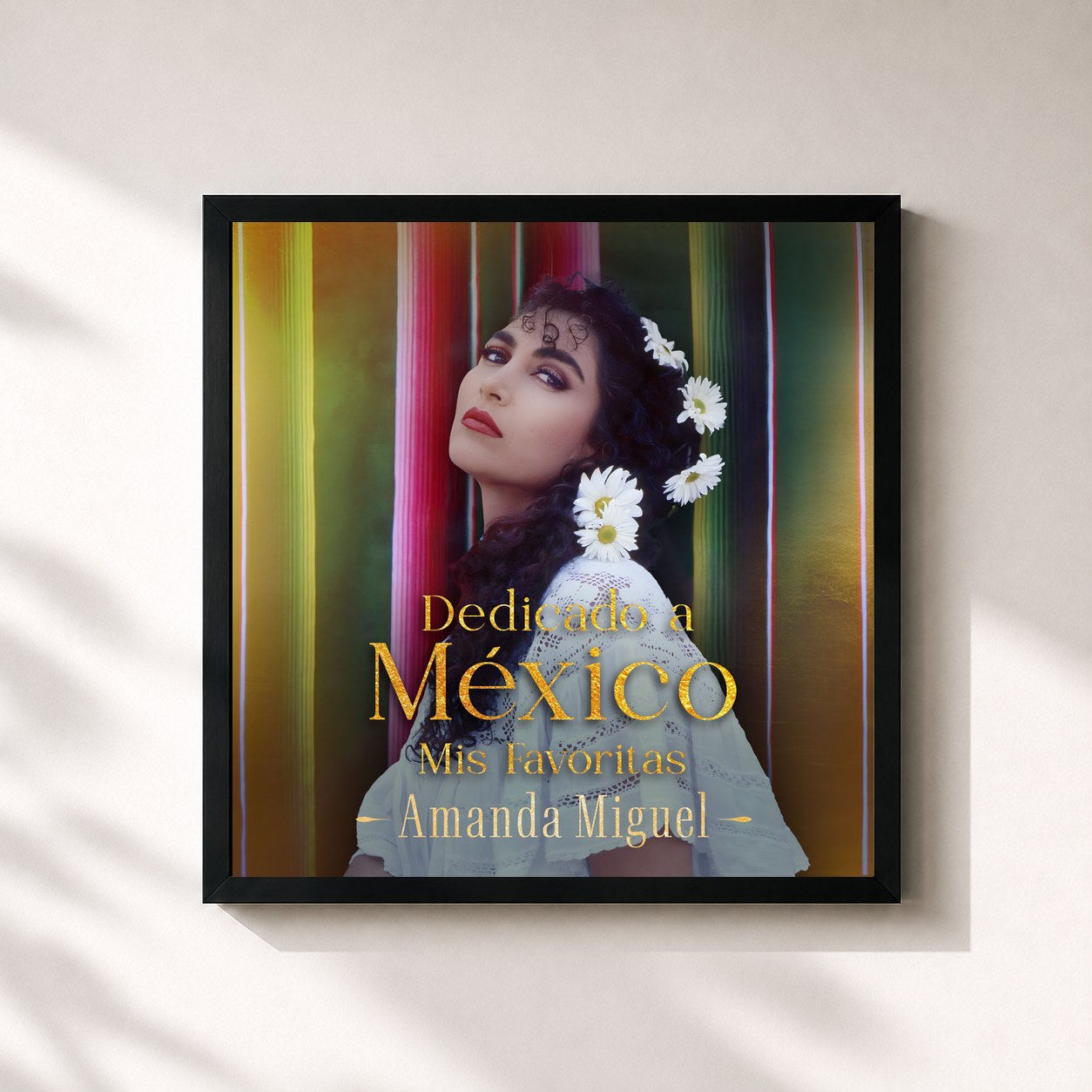 #noir Tableau carré de l'album Dedicado a México: Mis Favoritas de Amanda Miguel, cadre noir 32x32 cm