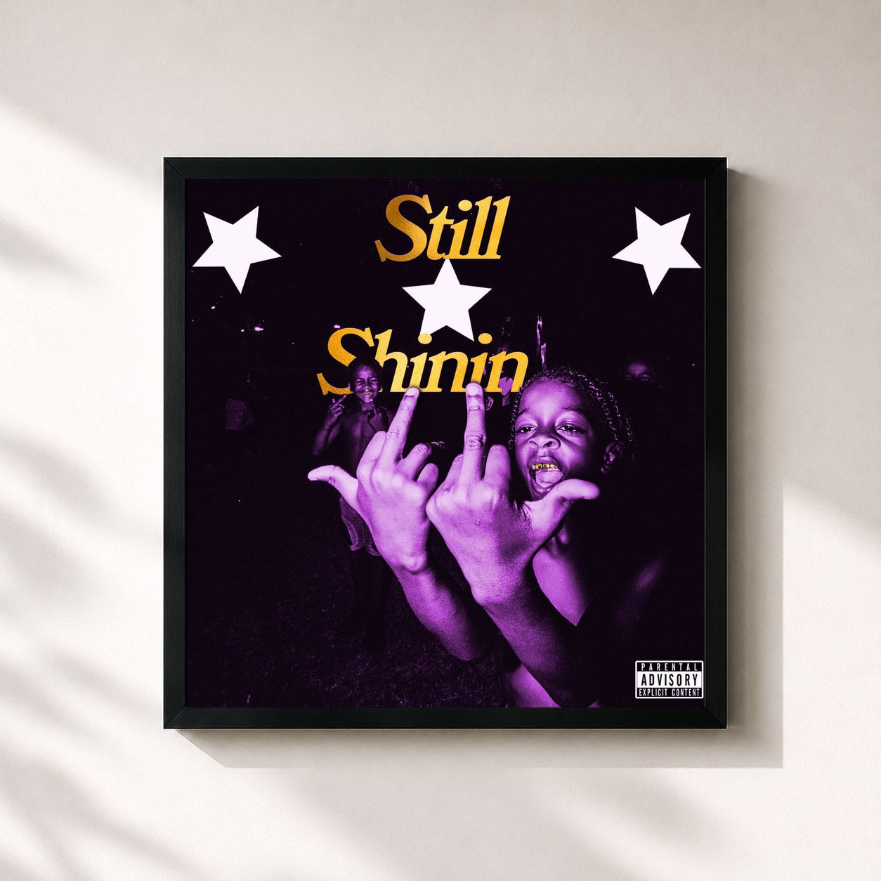 #noir Tableau carré de l'album Still Shinin chopped n screwed de 4batz, cadre noir 32x32 cm