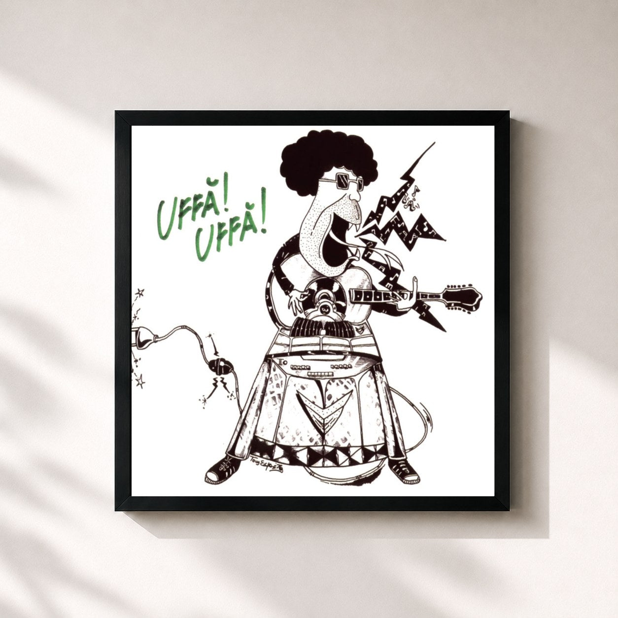#noir Tableau carré de l'album Uffa'! Uffa'! de Edoardo Bennato, cadre noir 32x32 cm