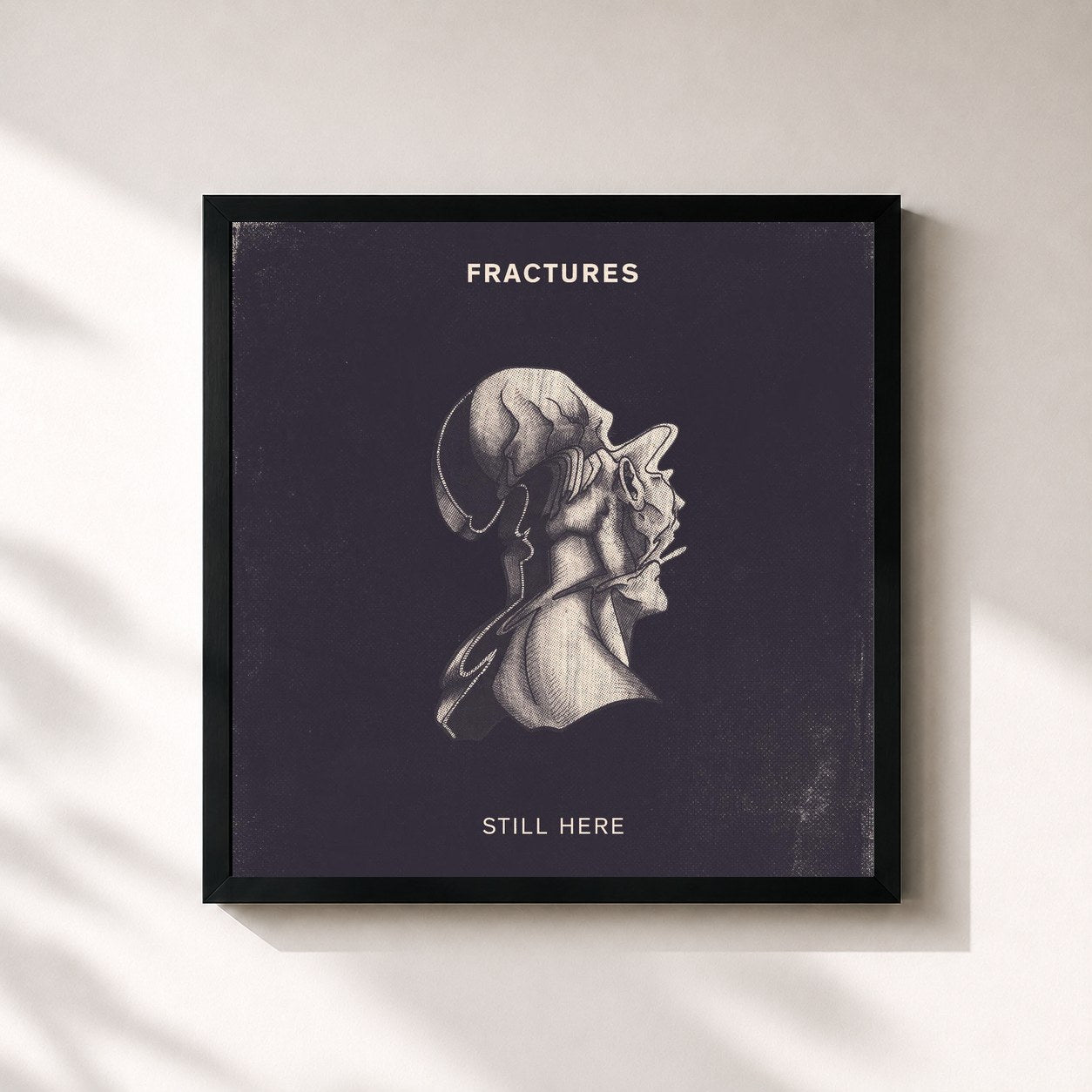 #noir Tableau carré de l'album Still Here de Fractures, cadre noir 32x32 cm