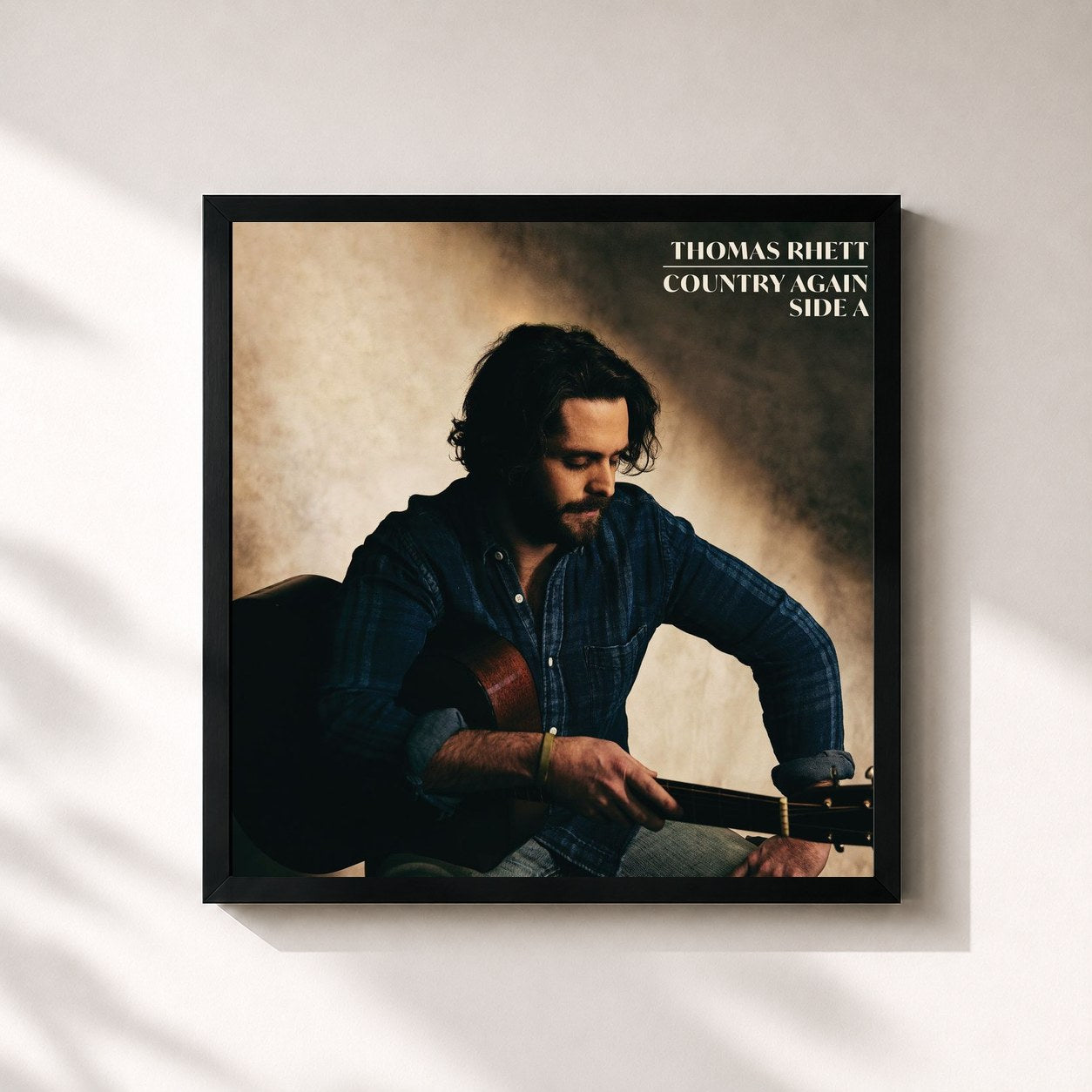 #noir Tableau carré de l'album Country Again (Side A) de Thomas Rhett, cadre noir 32x32 cm