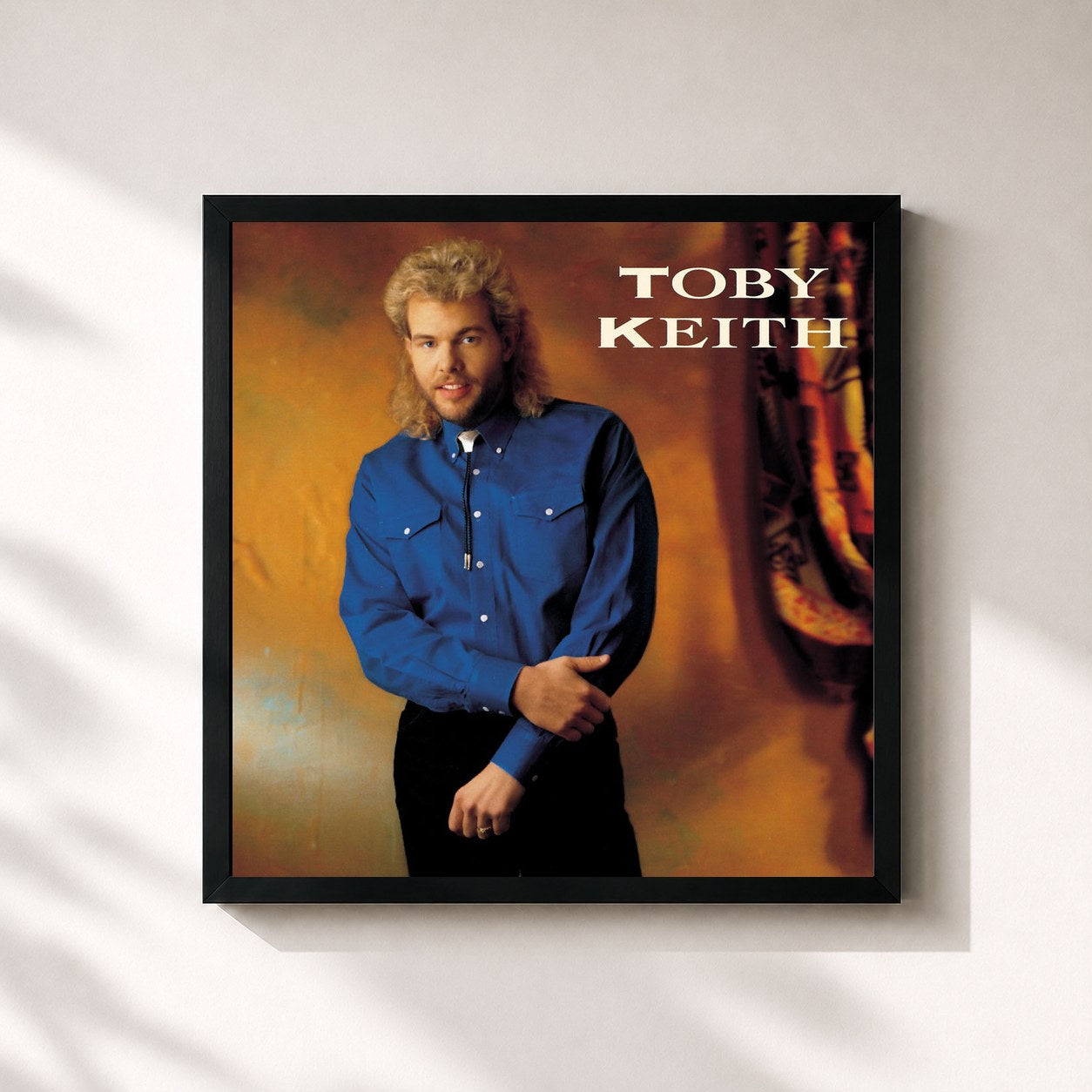 #noir Tableau carré de l'album Toby Keith de Toby Keith, cadre noir 32x32 cm