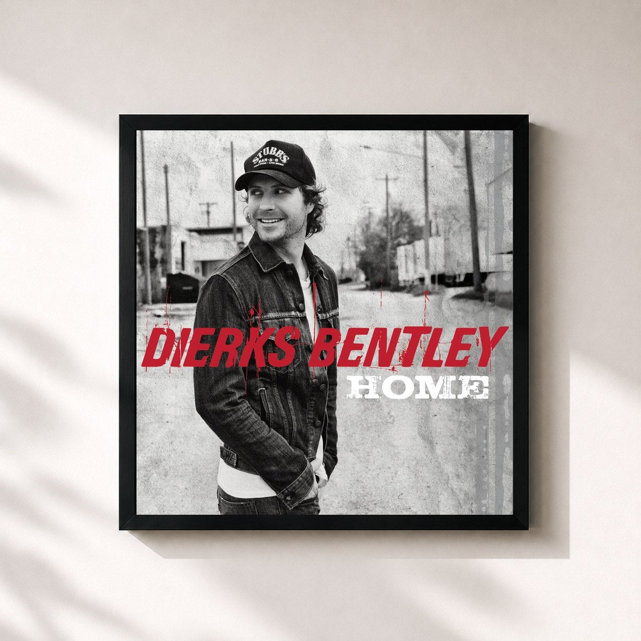 #noir Tableau carré de l'album Home de Dierks Bentley, cadre noir 32x32 cm
