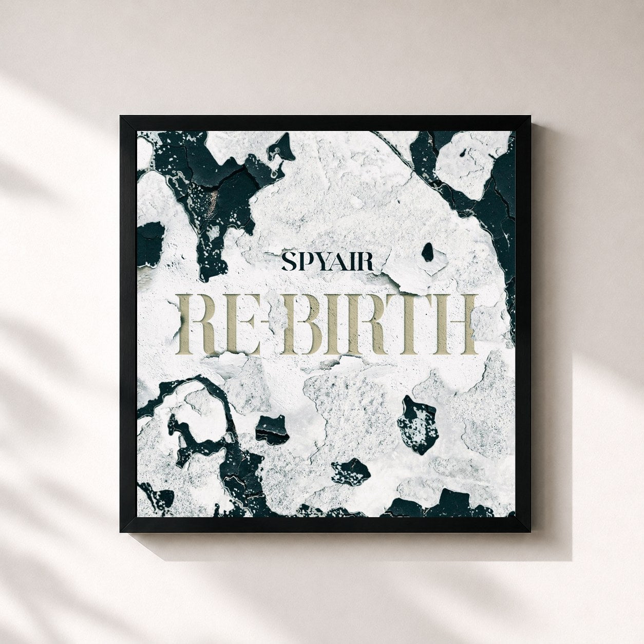 #noir Tableau carré de l'album RE-BIRTH de Spyair, cadre noir 32x32 cm