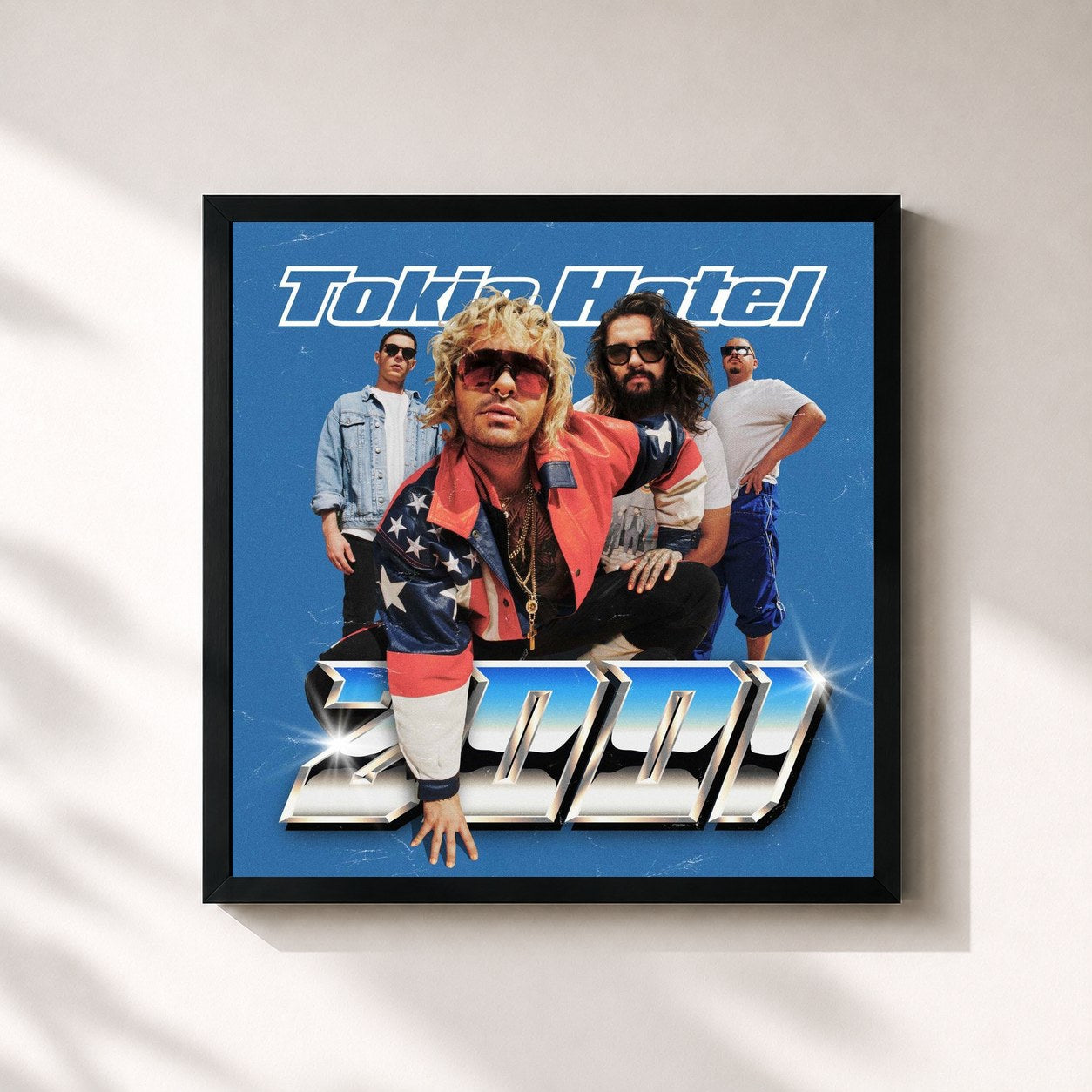 #noir Tableau carré de l'album 2001 de Tokio Hotel, cadre noir 32x32 cm
