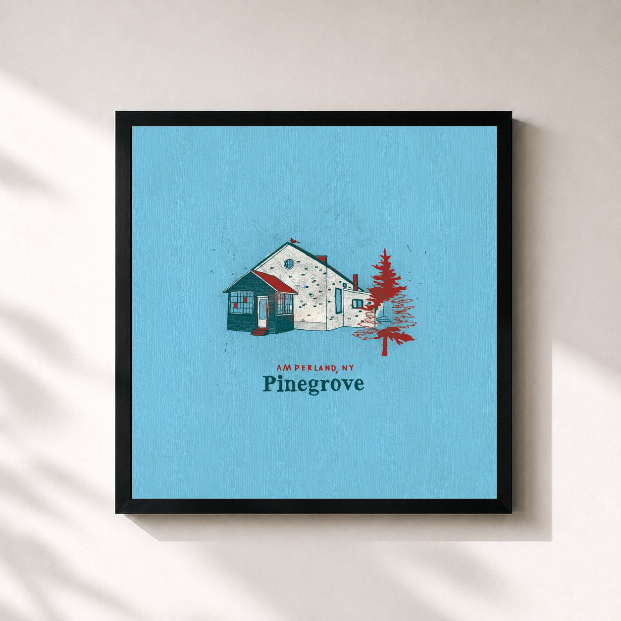 #noir Tableau carré de l'album Amperland, NY de Pinegrove, cadre noir 32x32 cm