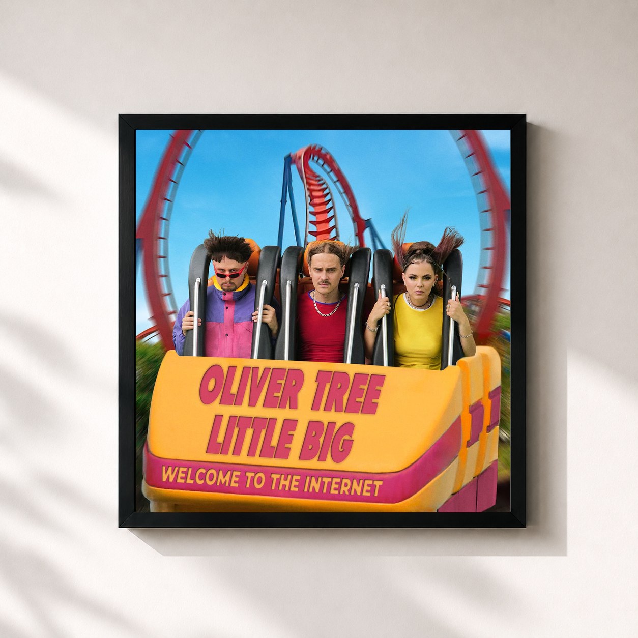 #noir Tableau carré de l'album Welcome To The Internet de Oliver Tree, cadre noir 32x32 cm