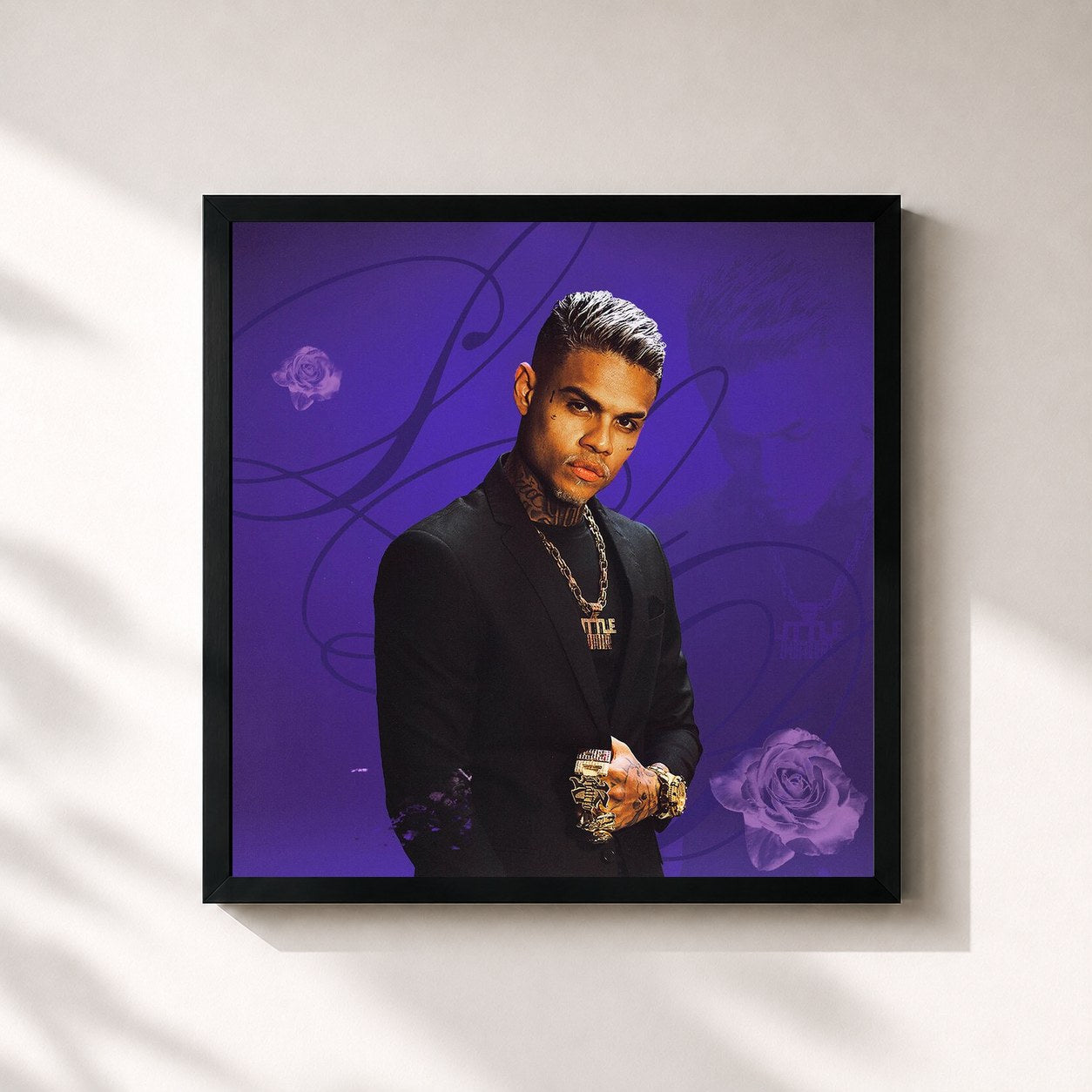 #noir Tableau carré de l'album LITTLE LOVE (DELUXE) de MC Cabelinho, cadre noir 32x32 cm