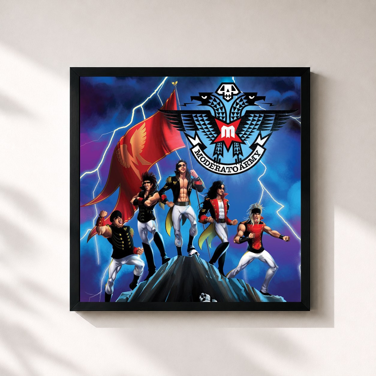 #noir Tableau carré de l'album Moderatto Army de Moderatto, cadre noir 32x32 cm