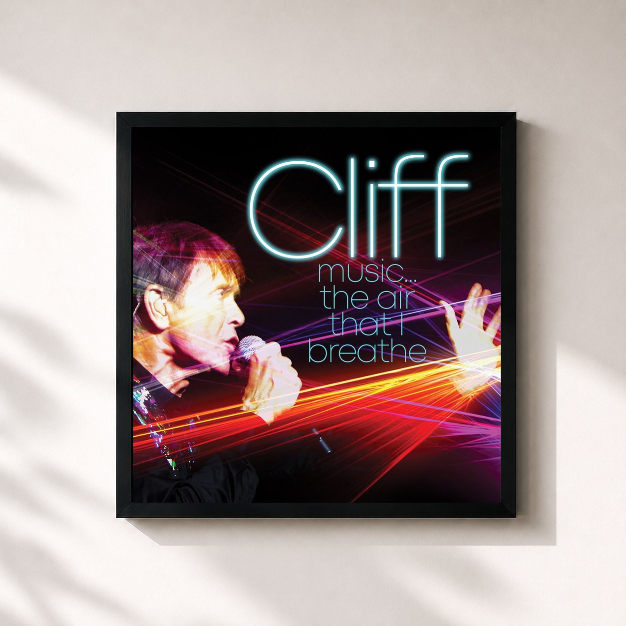 #noir Tableau carré de l'album Music... The Air That I Breathe de Cliff Richard, cadre noir 32x32 cm