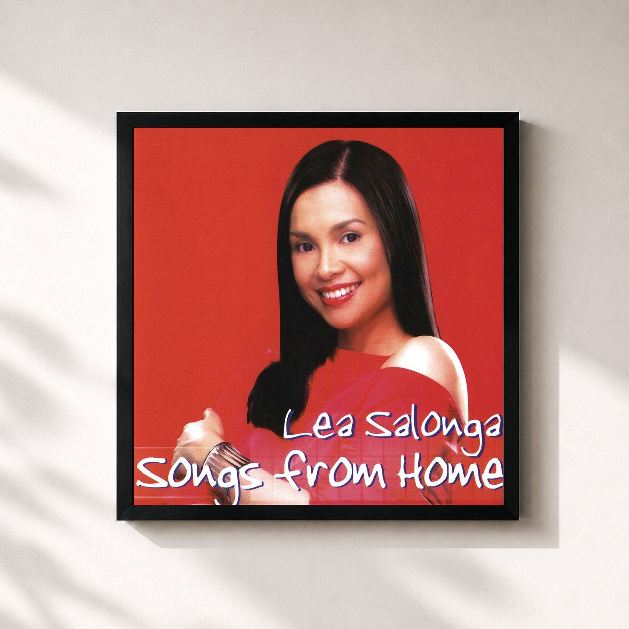 #noir Tableau carré de l'album Songs From Home de Lea Salonga, cadre noir 32x32 cm