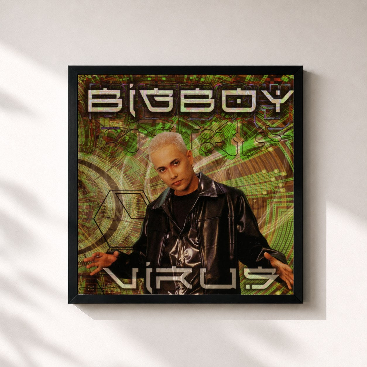 #noir Tableau carré de l'album Virus de Big Boy, cadre noir 32x32 cm