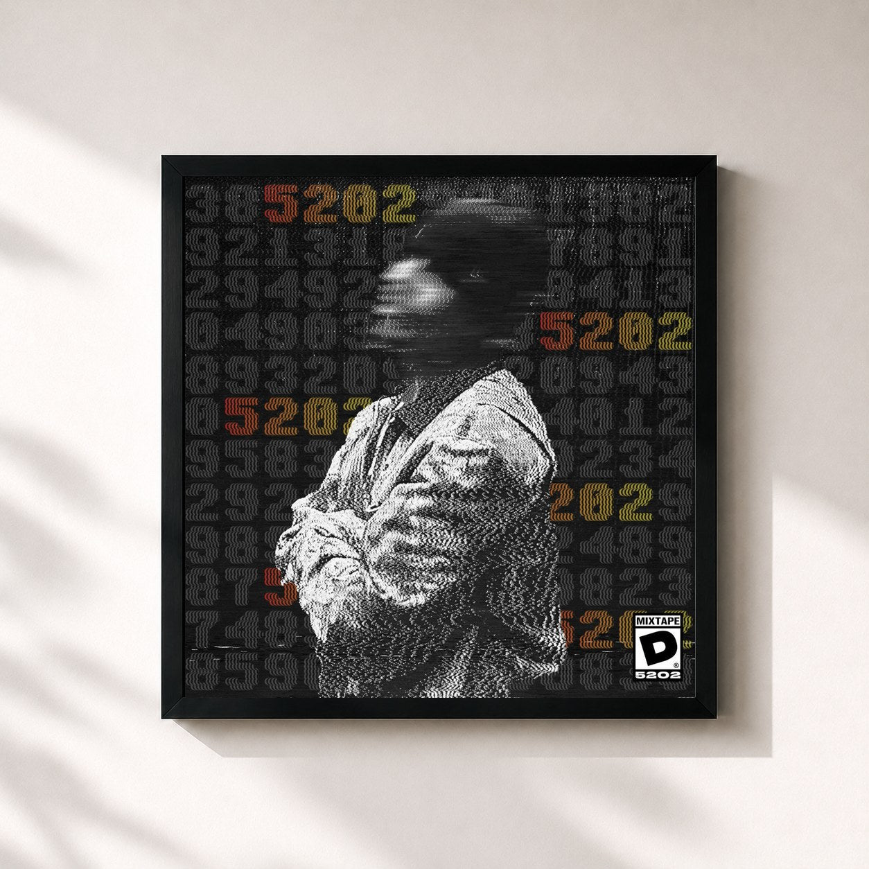 #noir Tableau carré de l'album 5202 de DUKI, cadre noir 32x32 cm