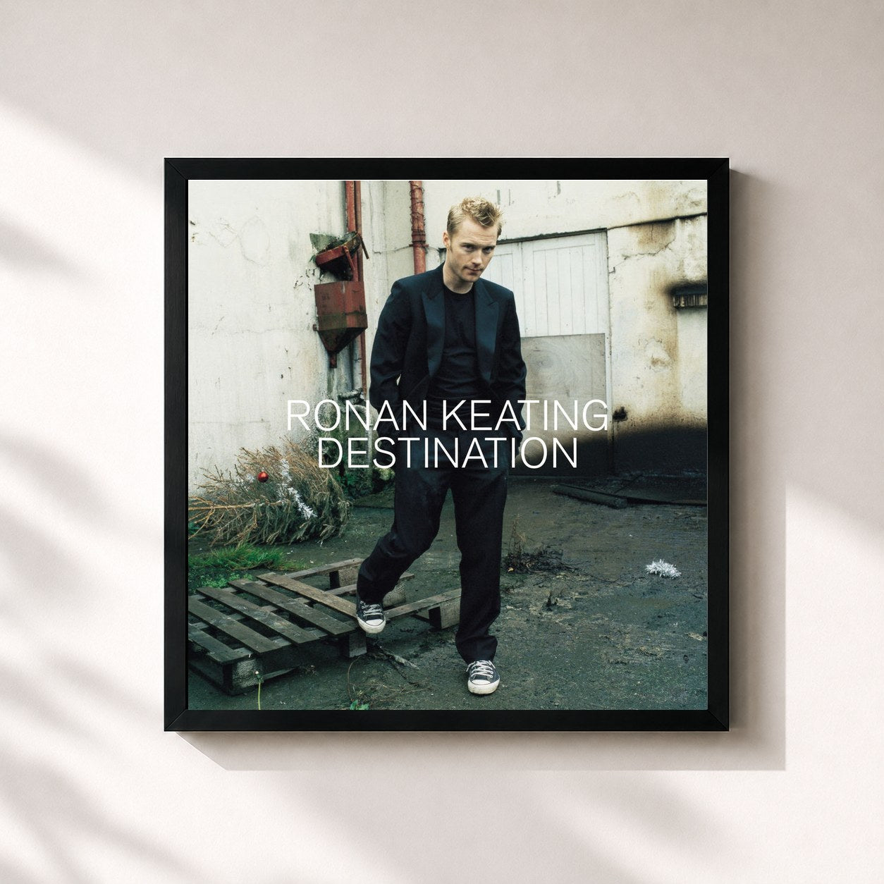 #noir Tableau carré de l'album Destination de Ronan Keating, cadre noir 32x32 cm