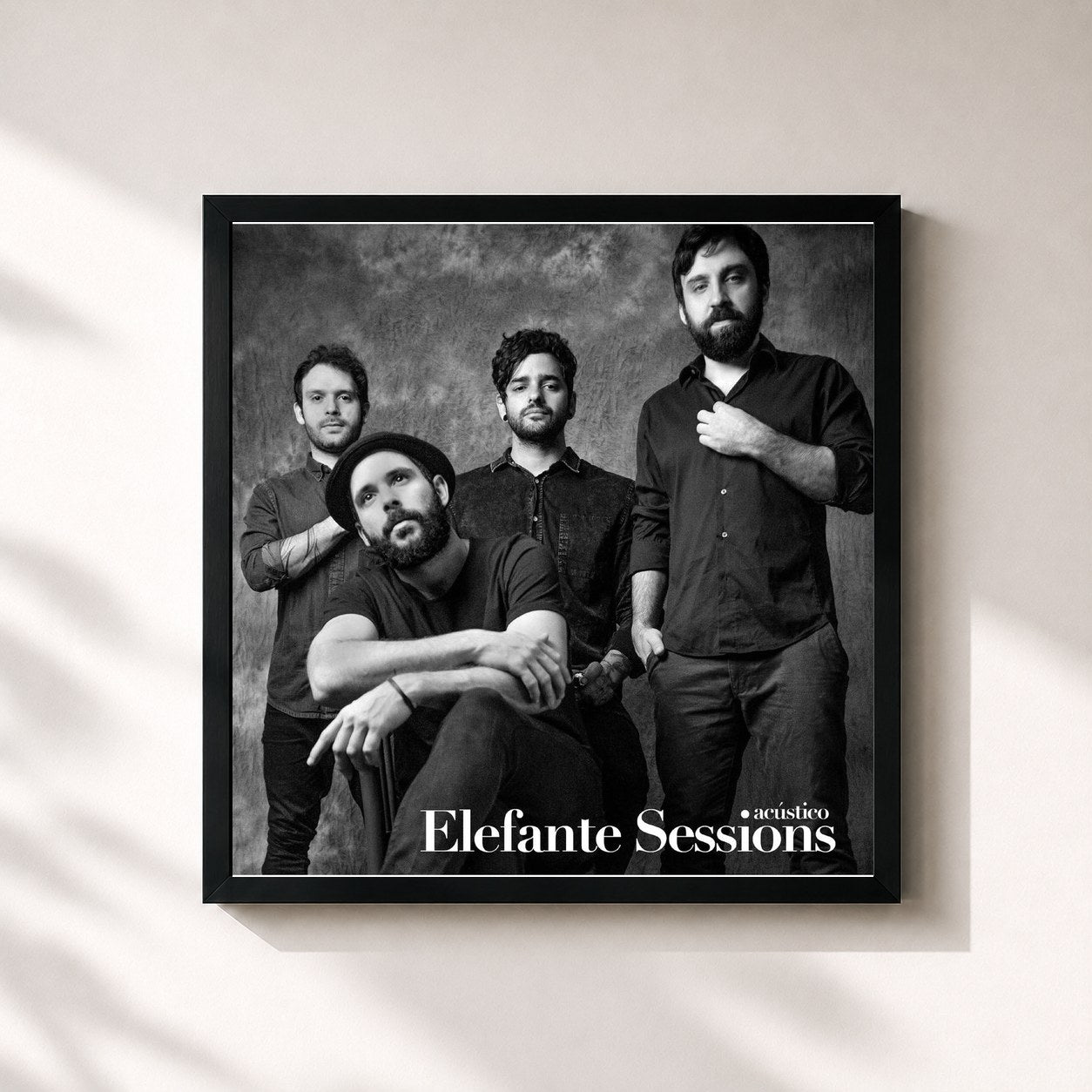#noir Tableau carré de l'album Elefante Sessions de Fresno, cadre noir 32x32 cm