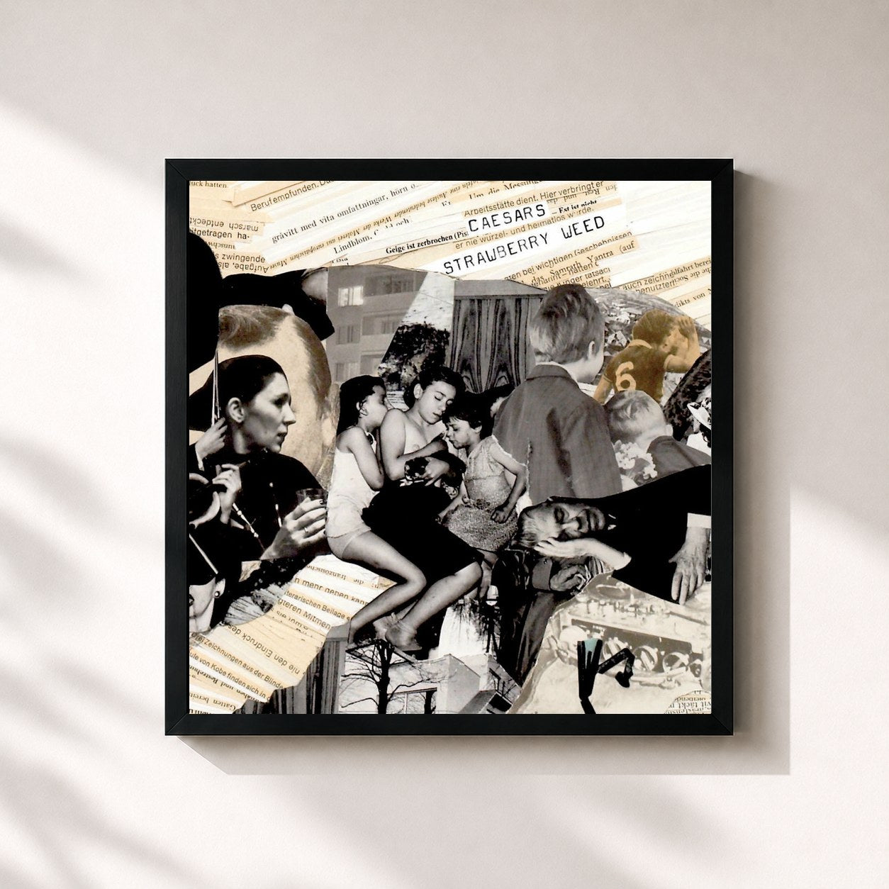 #noir Tableau carré de l'album Strawberry Weed de Caesars, cadre noir 32x32 cm