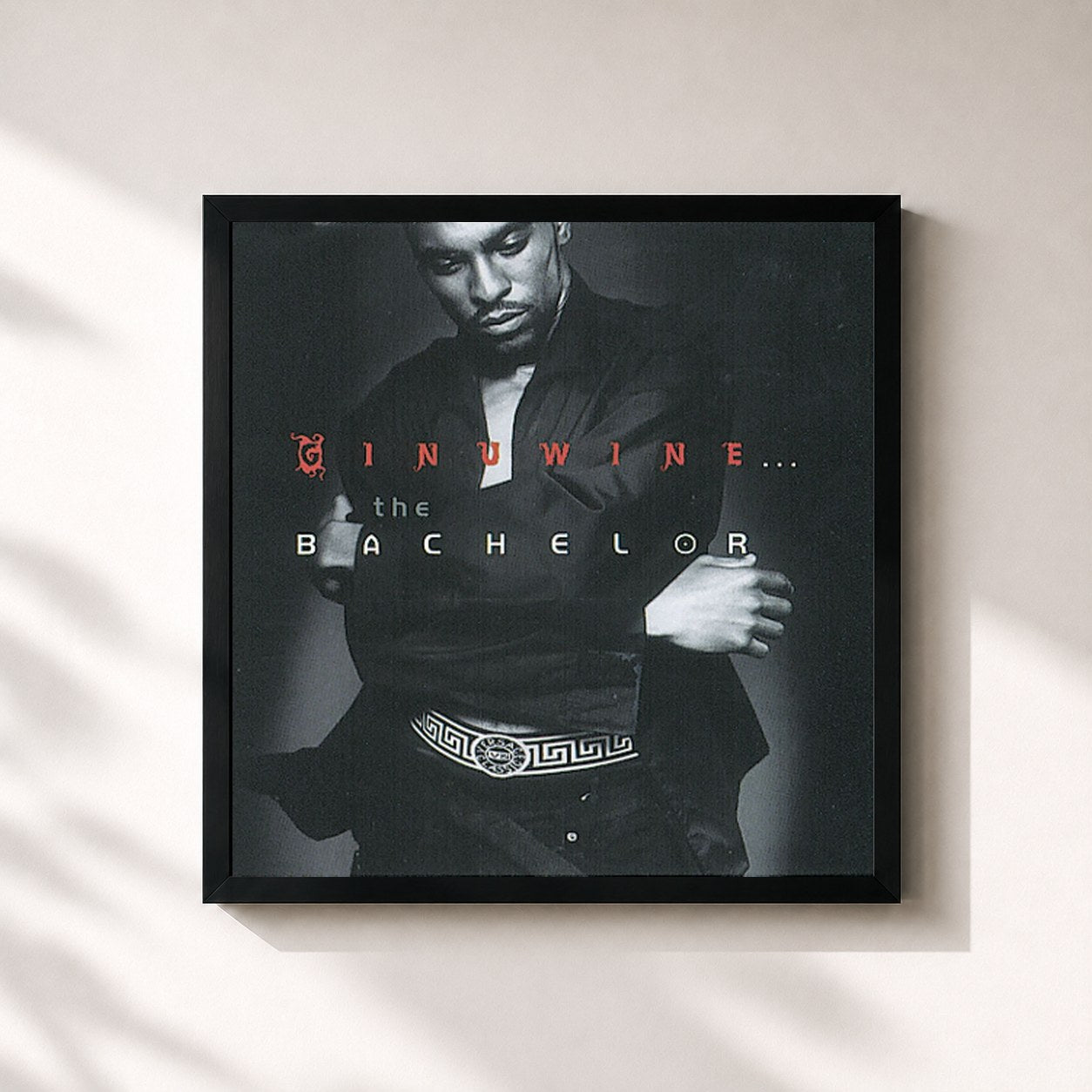 #noir Tableau carré de l'album Ginuwine... The Bachelor de Ginuwine, cadre noir 32x32 cm