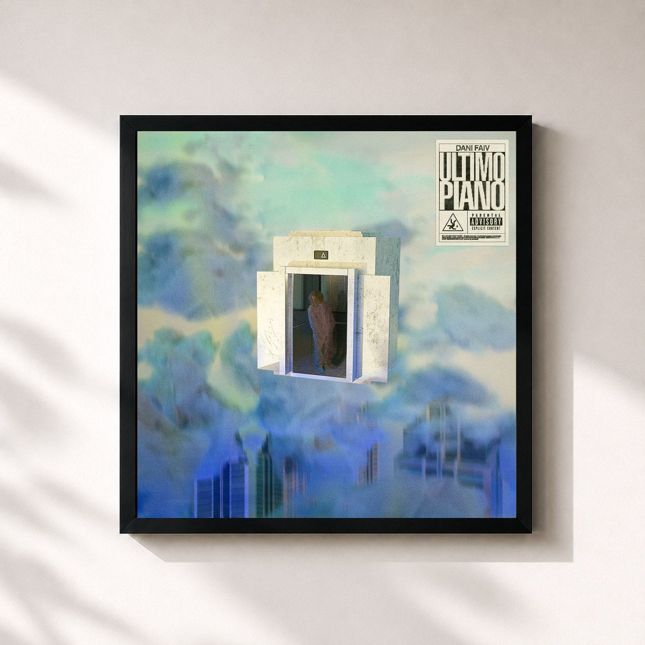 #noir Tableau carré de l'album Ultimo piano de Dani Faiv, cadre noir 32x32 cm