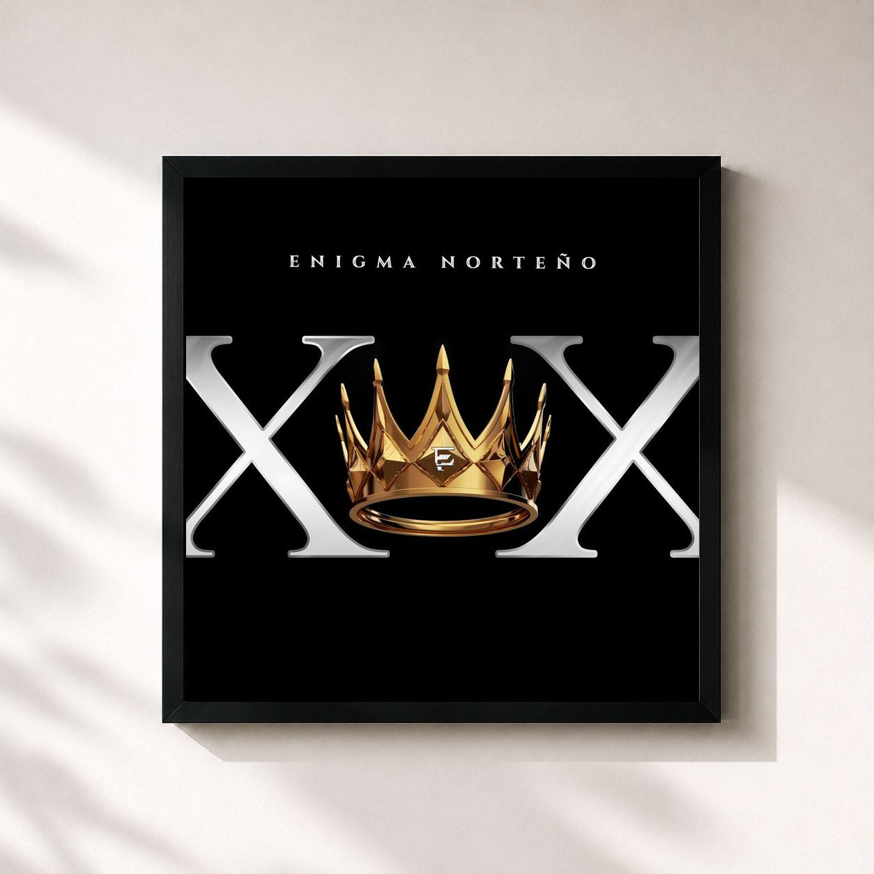 #noir Tableau carré de l'album XX de Enigma Norteño, cadre noir 32x32 cm