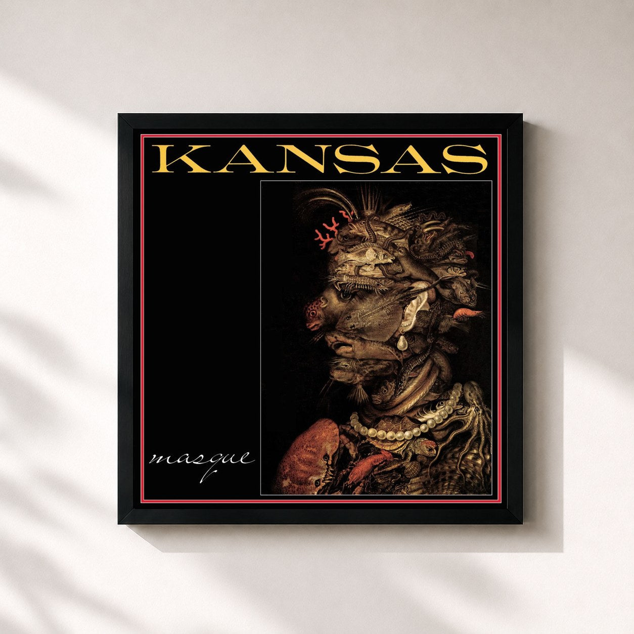 #noir Tableau carré de l'album Masque (Expanded Edition) de Kansas, cadre noir 32x32 cm