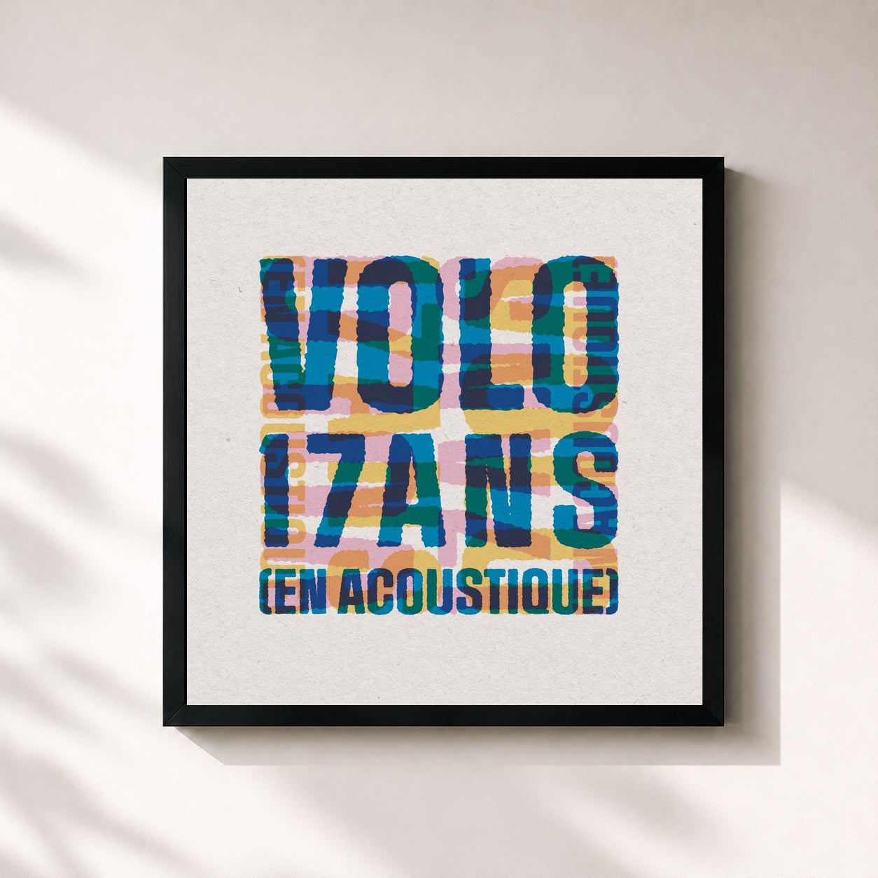 #noir Tableau carré de l'album 17 ans (en acoustique) de Volo, cadre noir 32x32 cm