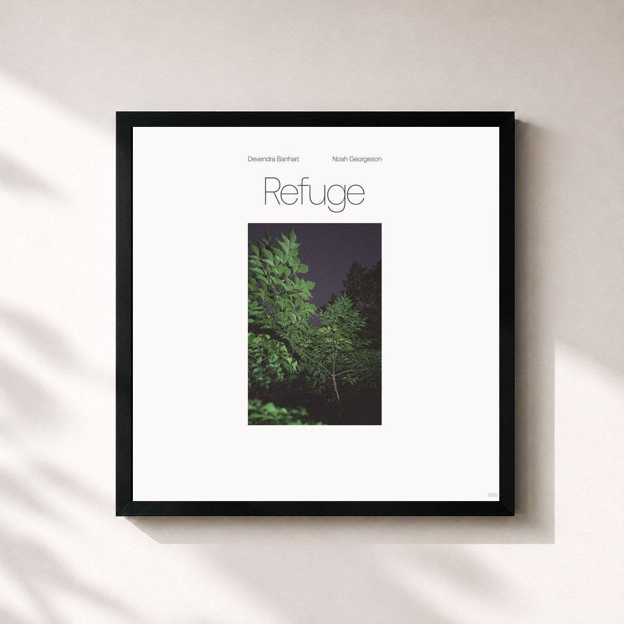 #noir Tableau carré de l'album Refuge de Devendra Banhart, cadre noir 32x32 cm