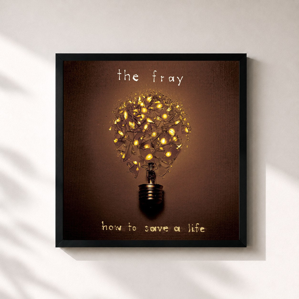 #noir Tableau carré de l'album How To Save A Life de The Fray, cadre noir 32x32 cm