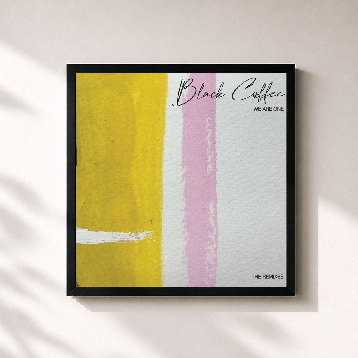 #noir Tableau carré de l'album We Are One de Black Coffee, cadre noir 32x32 cm