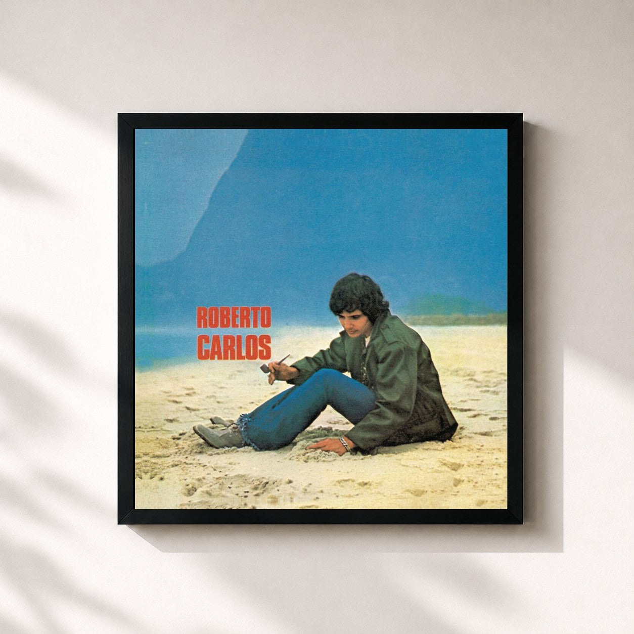 #noir Tableau carré de l'album Roberto Carlos (1969 Remasterizado) de Roberto Carlos, cadre noir 32x32 cm