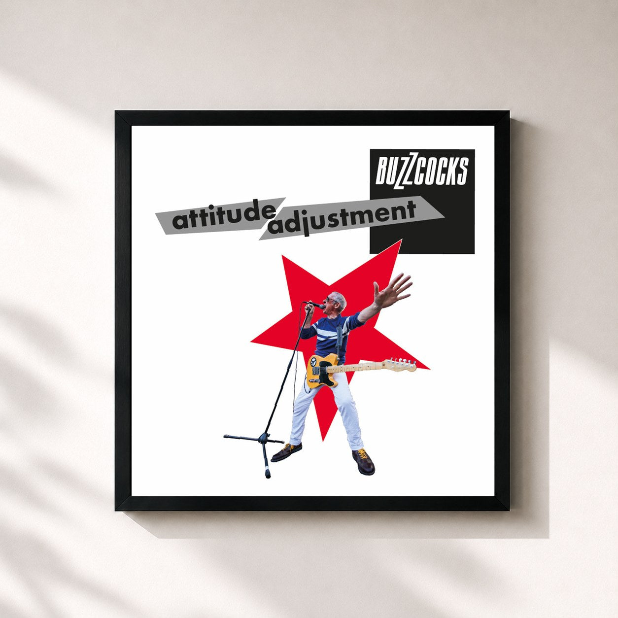 #noir Tableau carré de l'album Attitude Adjustment de Buzzcocks, cadre noir 32x32 cm