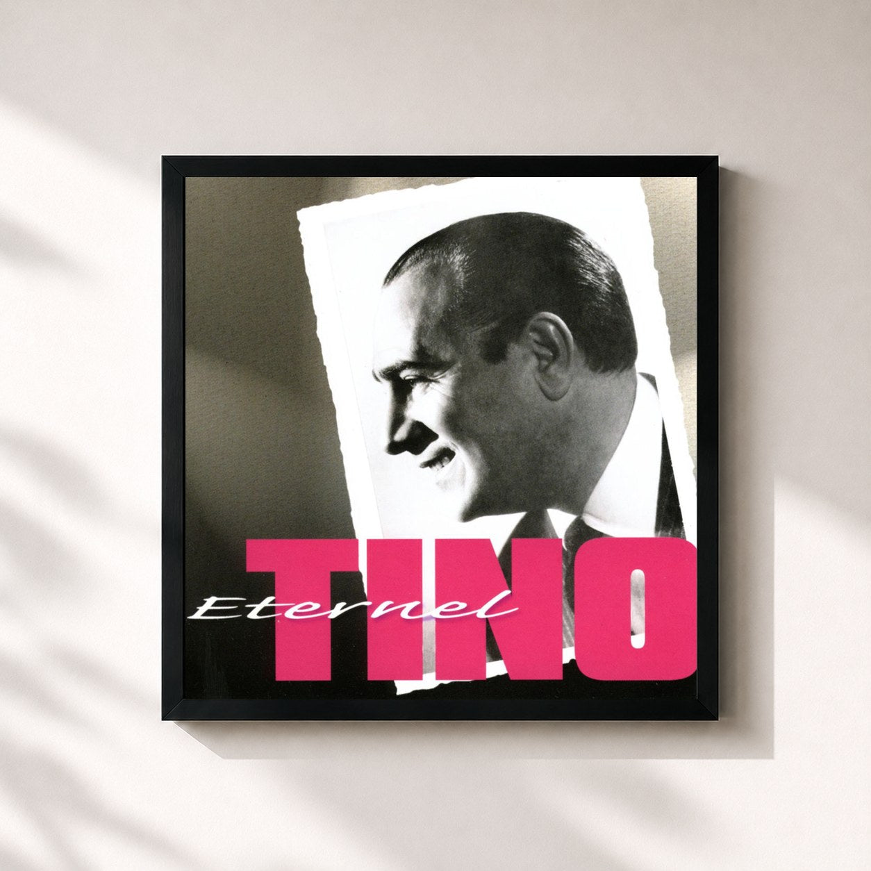 #noir Tableau carré de l'album eternel tino de Tino Rossi, cadre noir 32x32 cm