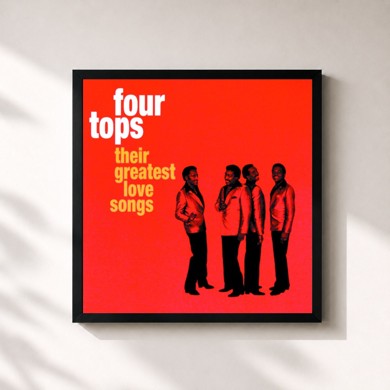 #noir Tableau carré de l'album Their Greatest Love Songs de Four Tops, cadre noir 32x32 cm