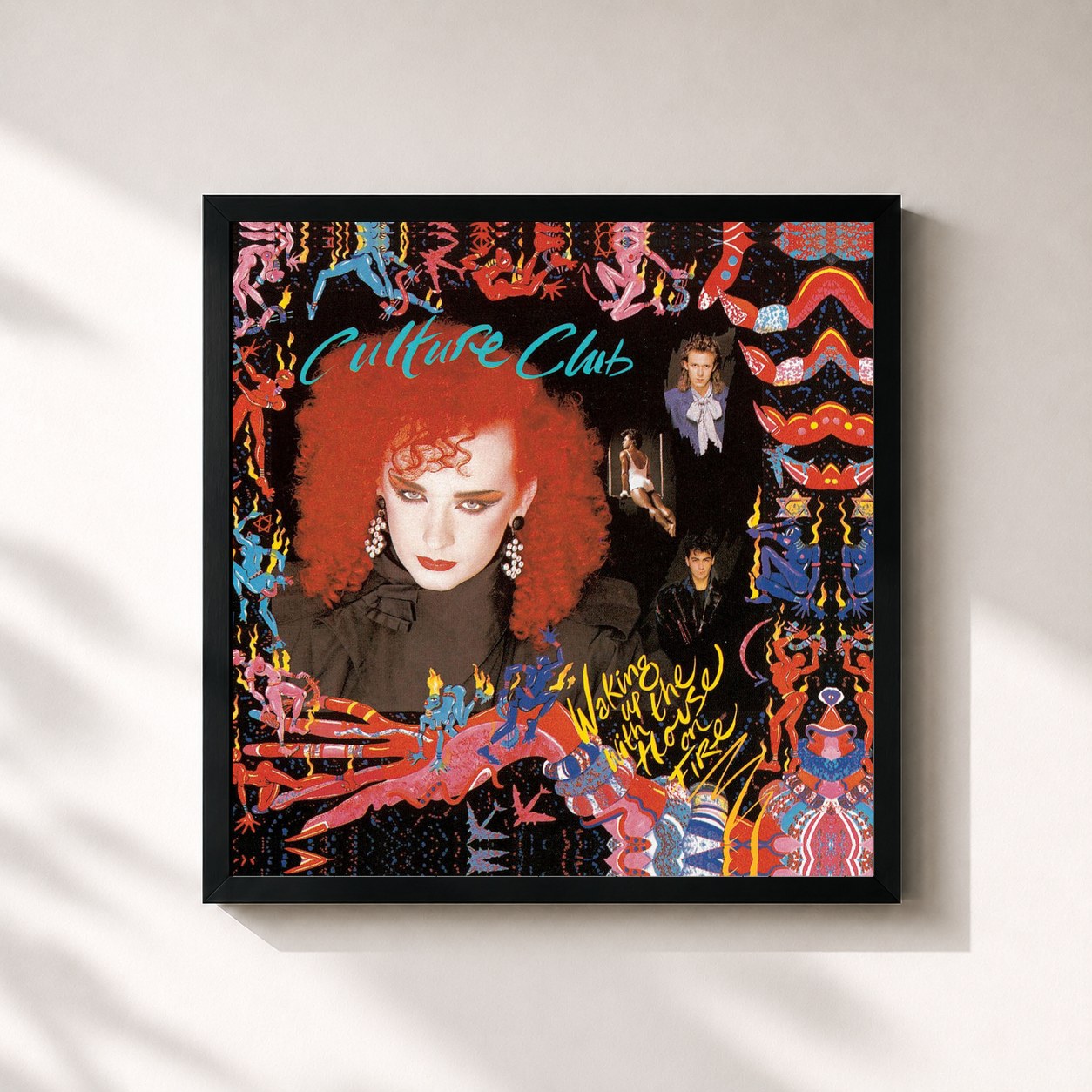 #noir Tableau carré de l'album Waking Up With The House On Fire de Culture Club, cadre noir 32x32 cm