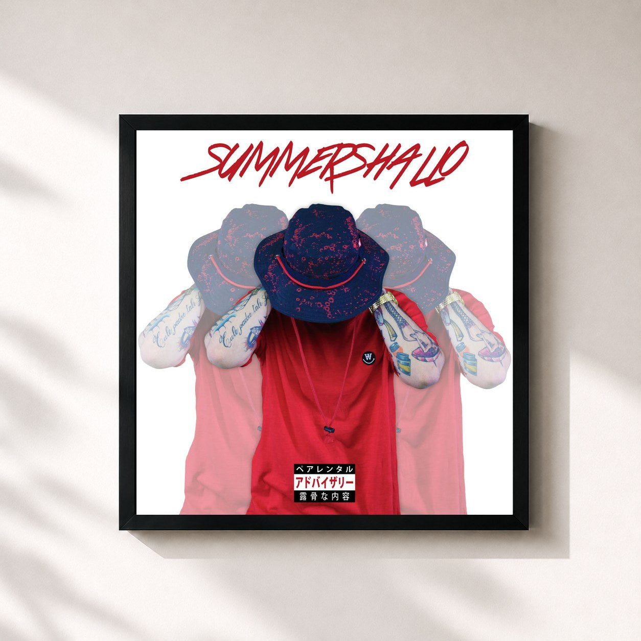 #noir Tableau carré de l'album Summershallo Mixtape de Jesto, cadre noir 32x32 cm