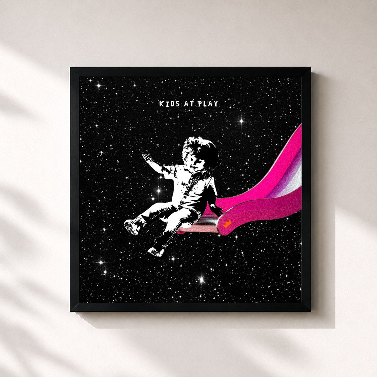 #noir Tableau carré de l'album Kids At Play- EP de Louis The Child, cadre noir 32x32 cm